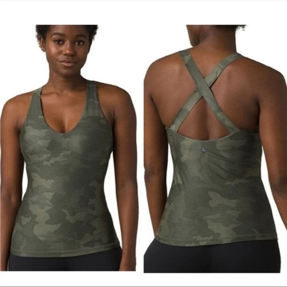 Prana Layna Bra Tank Top Sage Camo size XS NWT